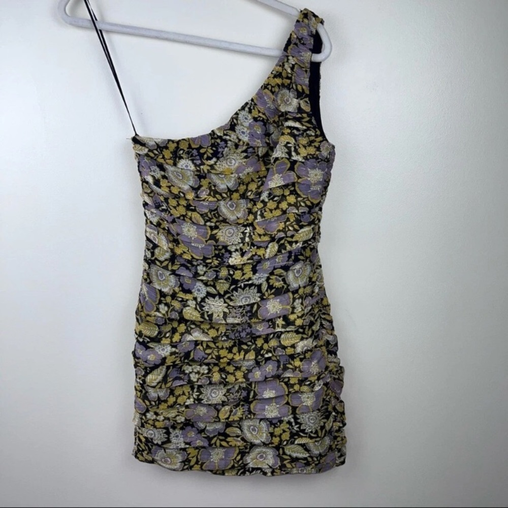 Zara Floral One-Shoulder Dress 00/XXS/XS/ 0/0P/ 00P - Picture 6 of 9